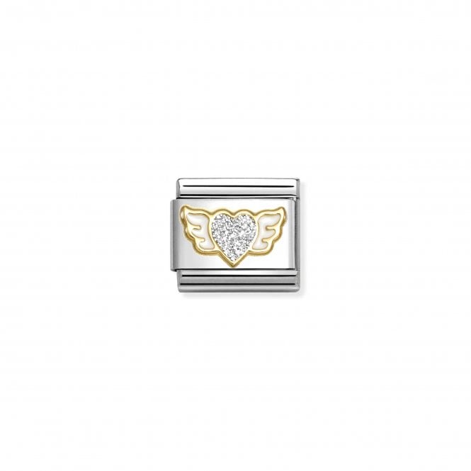 NOMINATION ITALY Classic Yellow Gold Silver Glitter Heart with Wings Charm