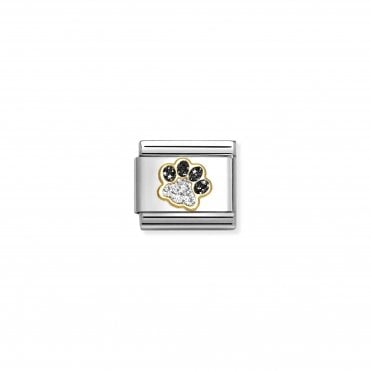 Classic Yellow Gold Silver Glitter Pawprint Charm