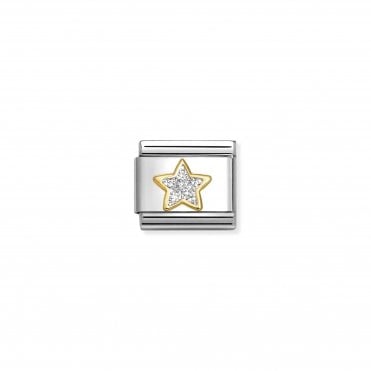 Classic Yellow Gold Silver Glitter Star Charm