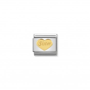 Classic Yellow Gold Sister Heart Charm