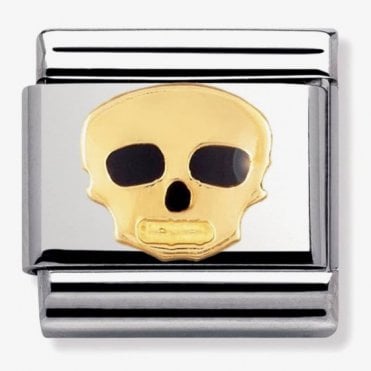 Classic Yellow Gold Skull with Enamel Charm