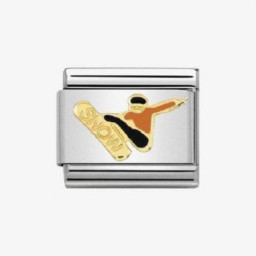 Classic Yellow Gold Snowboarder Charm