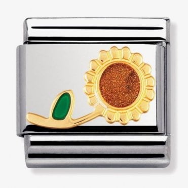Classic Yellow Gold Sunflower Charm