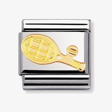 Classic Yellow Gold Tennis Racket Charm