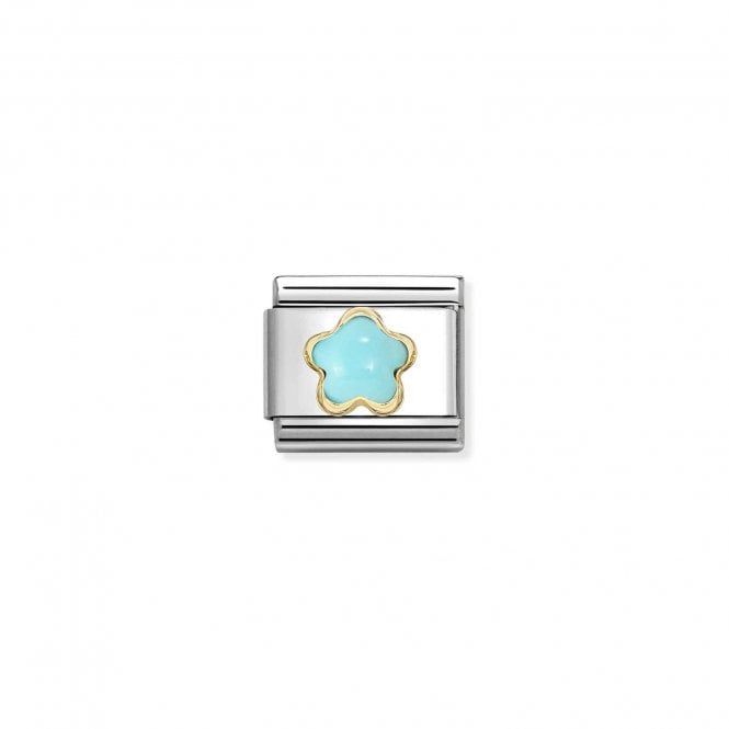NOMINATION ITALY Classic Yellow Gold Turquoise Flower Charm
