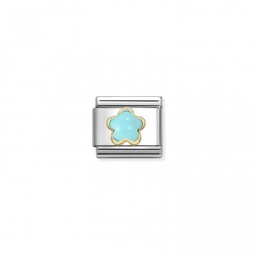 Classic Yellow Gold Turquoise Flower Charm
