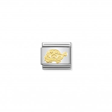 Classic Yellow Gold Turtle with Hearts Charm