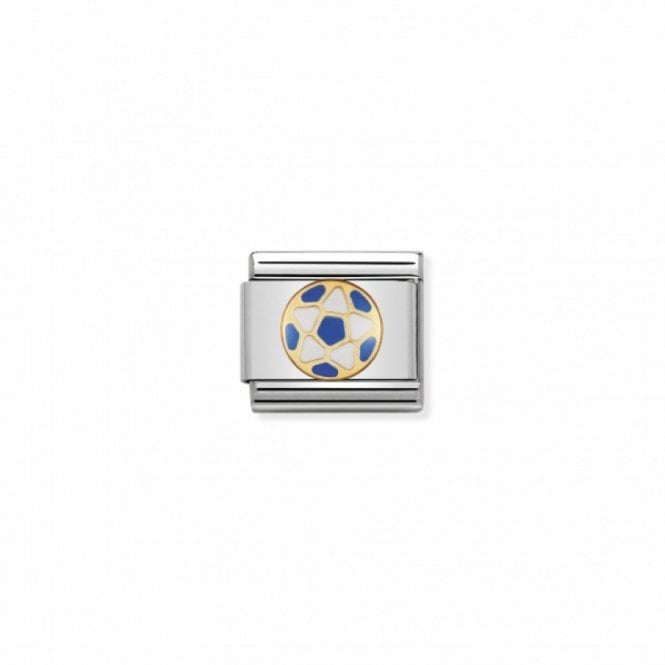 NOMINATION ITALY Classic Yellow Gold White and Blue Football Charm