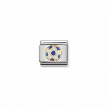 Classic Yellow Gold White and Blue Football Charm