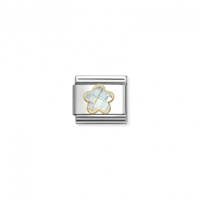 NOMINATION ITALY Classic Yellow Gold White CZ Flower Charm