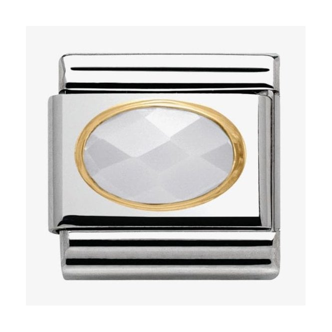 NOMINATION ITALY Classic Yellow Gold White Jade Stone Charm