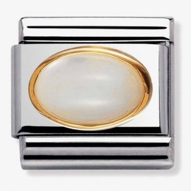 Classic Yellow Gold White Mother of Pearl Charm