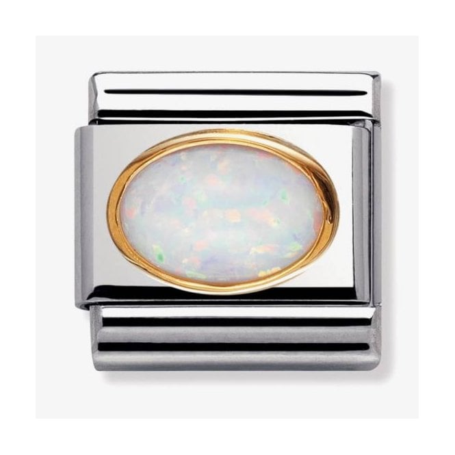 NOMINATION ITALY Classic Yellow Gold White October Birthstone Charm