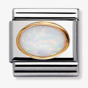 Classic Yellow Gold White October Birthstone Charm