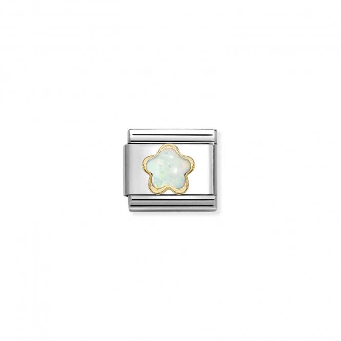 NOMINATION ITALY Classic Yellow Gold White Opal Flower Charm