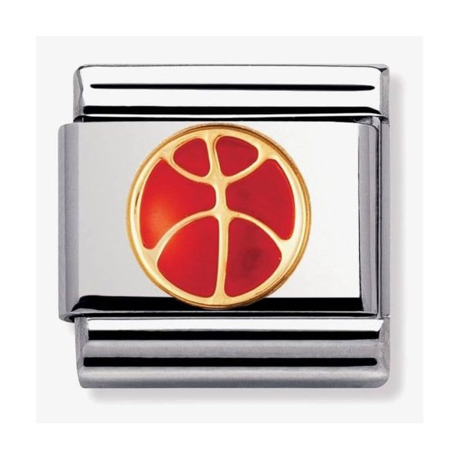 NOMINATION ITALY Classic Yellow Gold with Enamel Basketball Charm