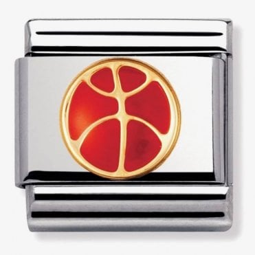 Classic Yellow Gold with Enamel Basketball Charm