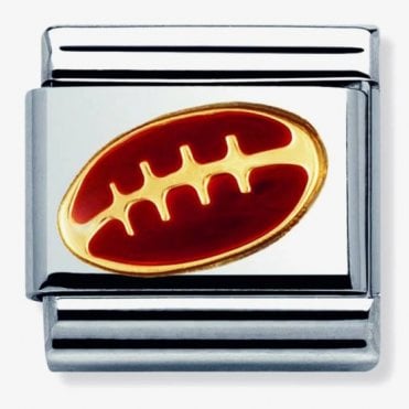 Classic Yellow Gold with Enamel Football Charm