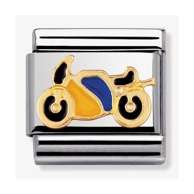 NOMINATION ITALY Classic Yellow Gold with Enamel Motorcycling Charm