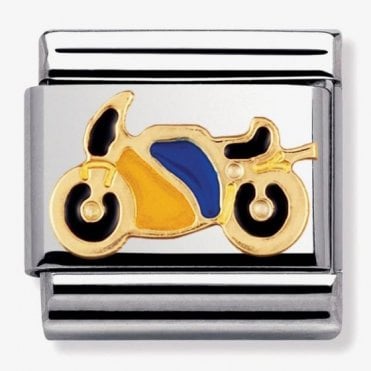Classic Yellow Gold with Enamel Motorcycling Charm