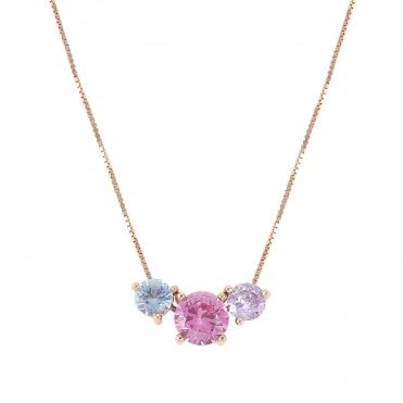 Colour Wave Rose Gold Mixed Colour CZ Necklace
