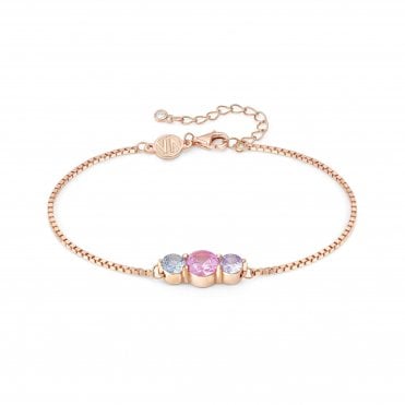 Colour Wave Rose Gold Mixed Coloured CZ Bracelet