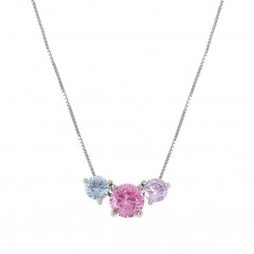 Colour Wave Silver Mixed Colour CZ Necklace