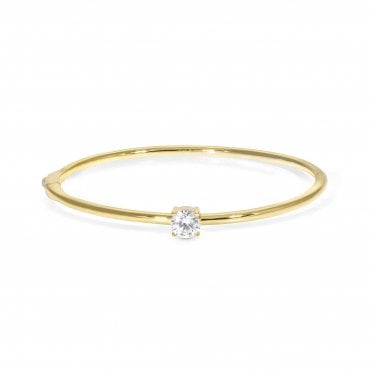 Colour Wave Yellow Gold CZ Rigid Bracelet