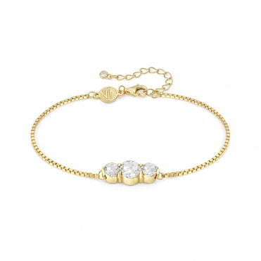 Colour Wave Yellow Gold White CZ Bracelet