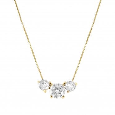 Colour Wave Yellow Gold White CZ Necklace