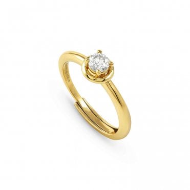 Cosmic Love ring yellow gold plated sterling silver and cubic zirconia circle ring