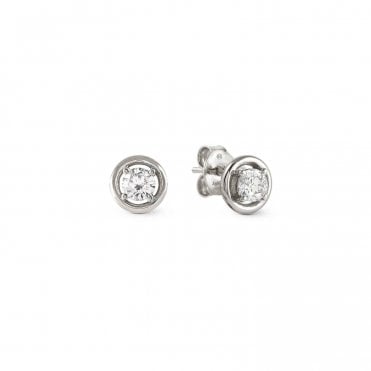 Cosmic Love Silver CZ Circle Stud Earrings