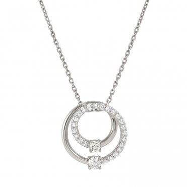 Cosmic Love Silver CZ Double Loop Necklace
