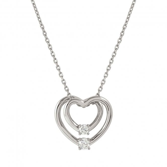NOMINATION ITALY Cosmic Love Silver CZ Large Double Heart Pendant