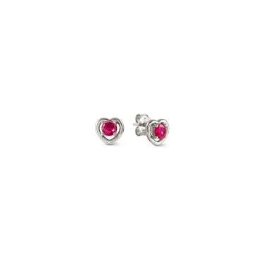 Cosmic Love Silver Red Heart CZ Earrings