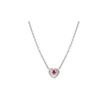 Cosmic Love Silver Red Heart CZ Necklace