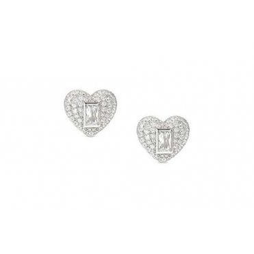 Domina Silver CZ Heart Earrings