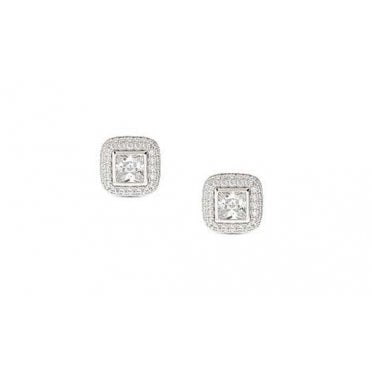 Domina Silver CZ Square Earrings