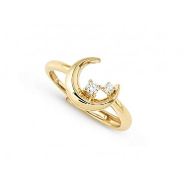 Dreams Beats Gold Plated Moon Ring
