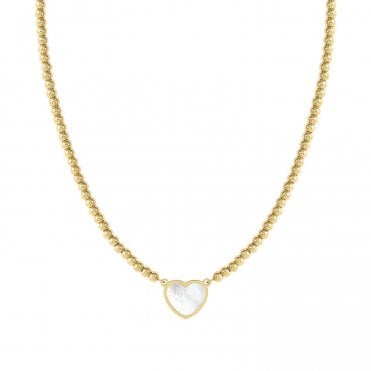 Emosfere Gold PVD All Around Mother of Pearl Heart Necklace