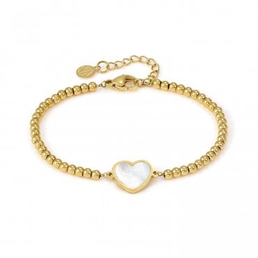 Emosfere Gold PVD Mother of Pearl Heart Bracelet