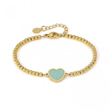 Emosfere Gold PVD Pastel Green Heart Bracelet