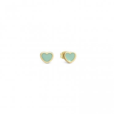Emosfere Gold PVD Pastel Green Heart Earrings