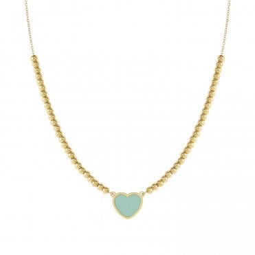 Emosfere Gold PVD Pastel Green Heart Necklace