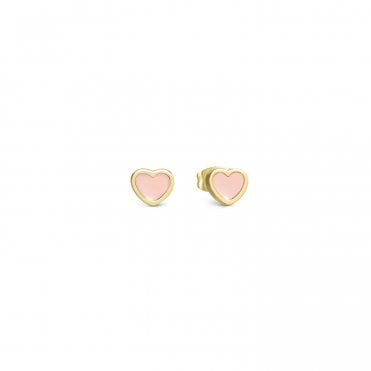 Emosfere Gold PVD Pink Heart Earrings