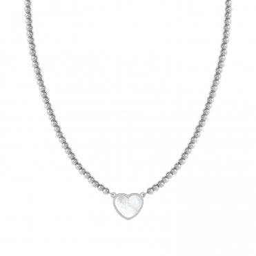 Emosfere Stainless Steel All Around Mother of Pearl Heart Necklace
