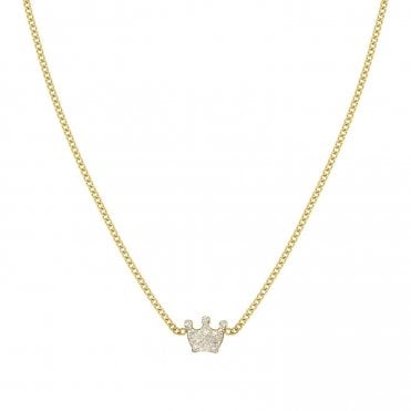FairyIcons Gold PVD Glitter Crown Necklace