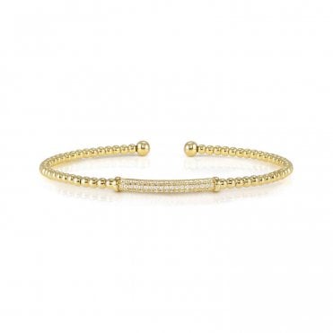 Fashion Era Gold PVD CZ Bar Semi-Rigid Bracelet