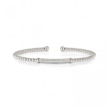 Fashion Era Sterling Silver CZ Bar Semi-Rigid Bracelet