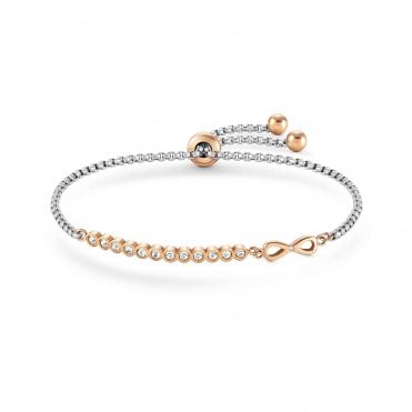 Infinity Stainless Steel, Rose Gold & CZ Milleluci Bracelet
